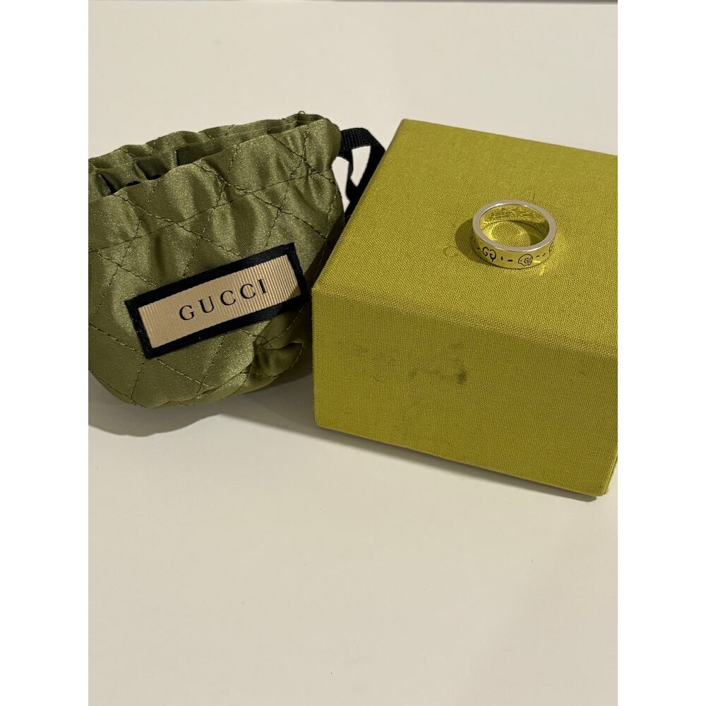 AUTHENTIC Gucci Ghost Ring 925 Sterling Silver Size 16 (7.5 US) w box, dust bag